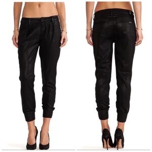 7 for All Mankind size 27 Coated Black Boyfriend Joggers